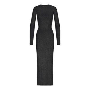 SKIMS Black Soft Lounge Shimmer Long Sleeve Dress (NWT)